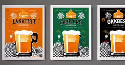 beer advertising campaign poster design for lanktist by stylisher,three posters on the wall with various types of beer