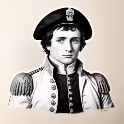 a portrait of a man wearing uniform and hat