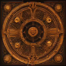 a golden clock surrounded by other objects on display,the clock face with twelve clocks is shown on the screen