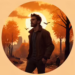 a man standing in front of a yellow circle