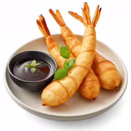 food on plate with dipping sauce on the side