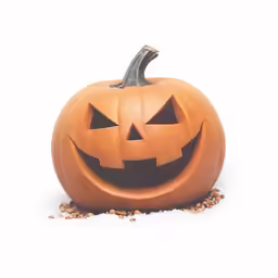 a carved jack o lanterns on a white background