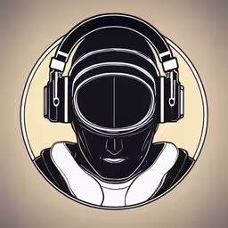 a person wearing headphones and a helmet,a silhouette of a man wearing a helmet and headphones
