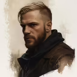 a close up shot of a bearded man