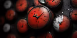 a large number of small clocks on display