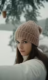 a girl is holding her arm in the snow