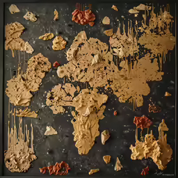 the large area has many different objects of paint splattered on it