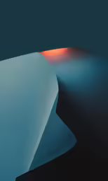 an artistic photo of a curved wall, in blue light