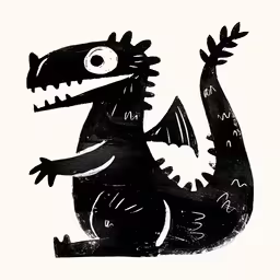 a drawing of a dragon that is on a white paper,a black dragon drawing on a white paper