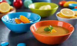 bowls full of various different types of fruit and vegetables