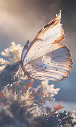 a butterfly is shown on the plant during the day