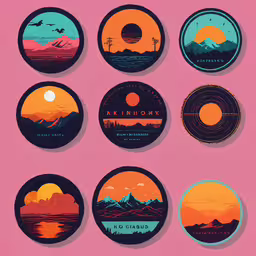 a bunch of plates that have various shapes and colors,the sound studio - digital logo collection