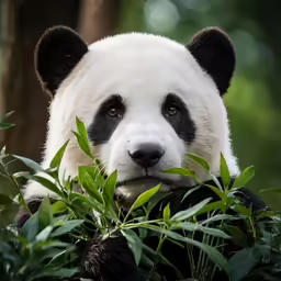 a panda with eyes that appear to be staring