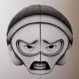 a drawing of a face showing two different parts of the face