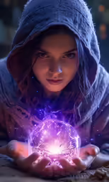 woman holding an electric orb in her hands