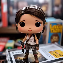 a close up of a figurine with an object in the background
