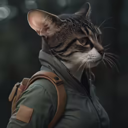 a cat with a backpack on its back