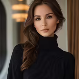 a beautiful woman posing in a black top