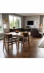 a modern, yet minimalist apartment living room with hardwood floors