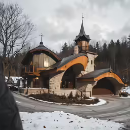 an old building is made with some stone