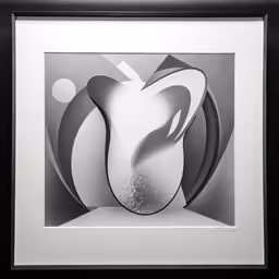 an apple is in a white framed painting