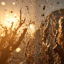 water dripping from an umbrella in the sunlight