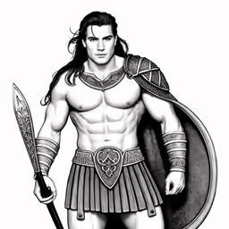 a drawing of an indian warrior in black and white