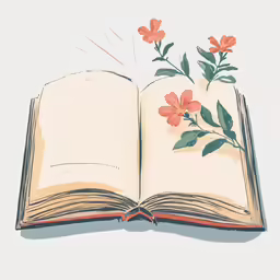an open book with flowers growing out of it