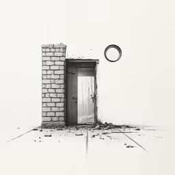 a door open and a circular object sticking out of it