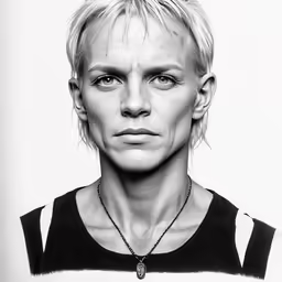 a portrait drawing of a woman with long blonde hair