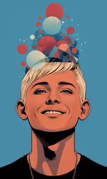 the head of a young person wearing a crown