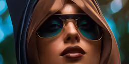 a woman with a veil and sunglasses in the shade