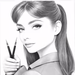 a pencil drawing of a girl in a dress