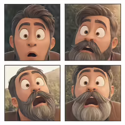 a man with grey hair is making faces