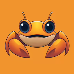 an orange crab with big blue eyes and large legs