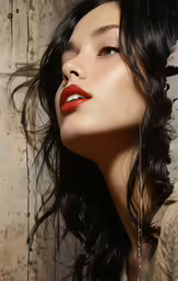 a close up of a woman wearing earrings