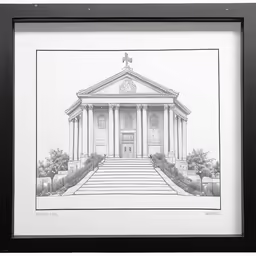 the church has an archway and steps to it