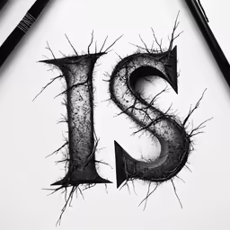the letter s is in an art work