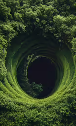 a circular hole in the middle of a forest