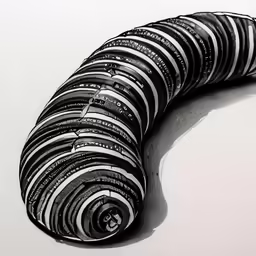 a black and white photo of a worm