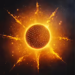 an orange and yellow object is surrounded by stars