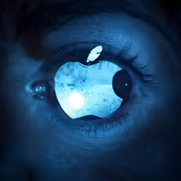 the eye with water drops around the iris