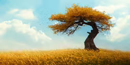 this is an image of birds flying by a tree