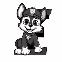 a black and white photo with a cartoon animal wearing a hat