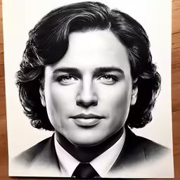 a drawing of a man in suit and tie