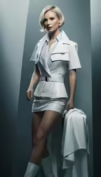 an image of a woman in white posing for the camera