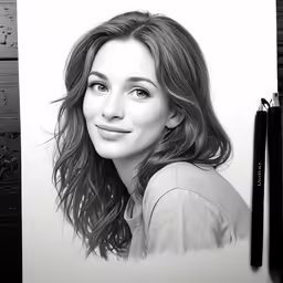 a pencil drawing of a female with a hand on her face