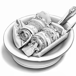two silver toothbrushes in a white bowl