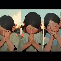 three photographs of a girl in various poses
