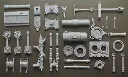 3d printed, assembled and assembled parts from the game
